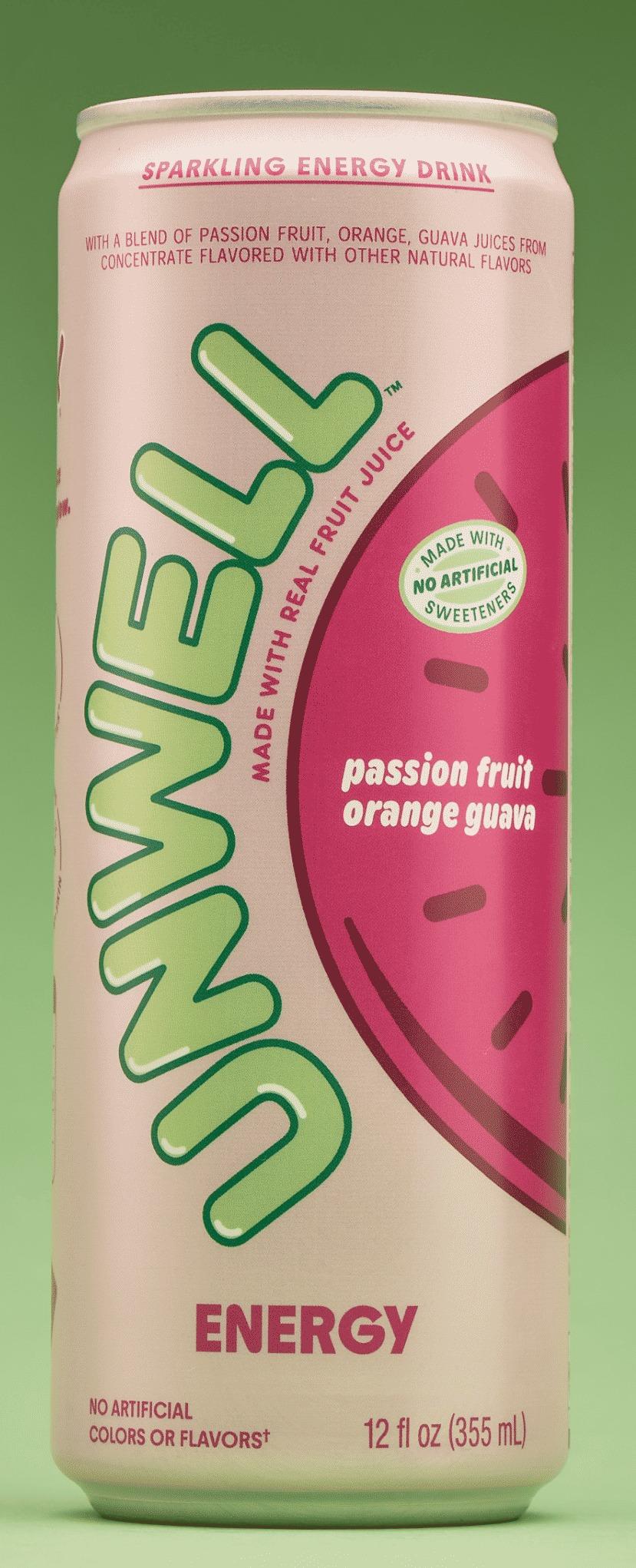 Unwell Energy Passion Fruit Orange Guava can, front