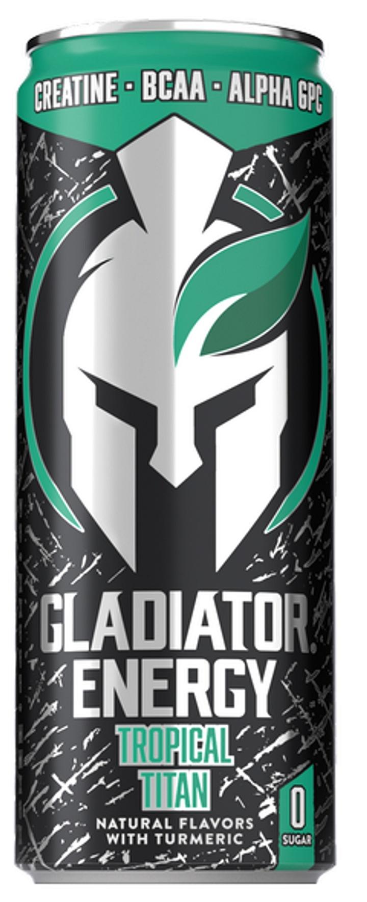 Gladiator Energy Tropical Titan can, front