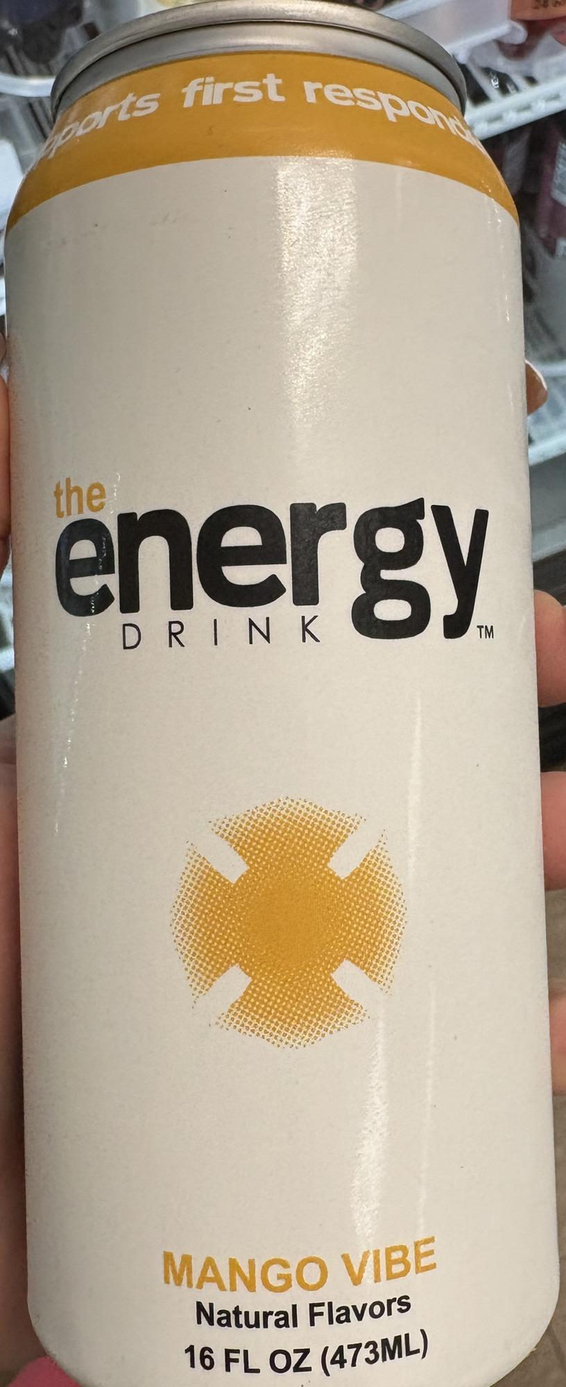 The Energy Drink Mango Vibe can, front