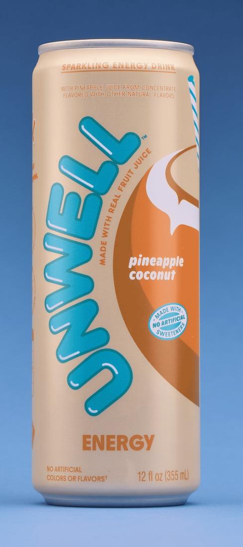 Unwell Energy Pineapple Coconut can, front