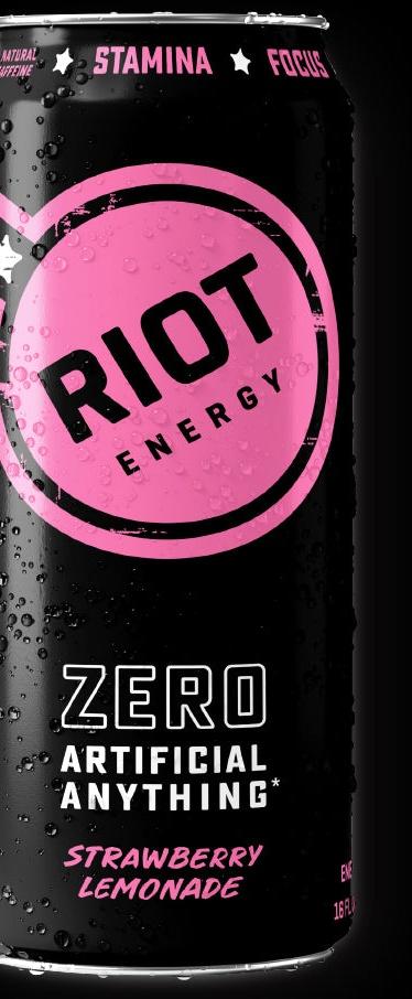 RIOT Energy Strawberry Lemonade can, front