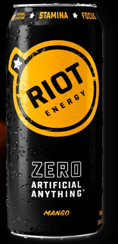 RIOT Energy Mango can, front