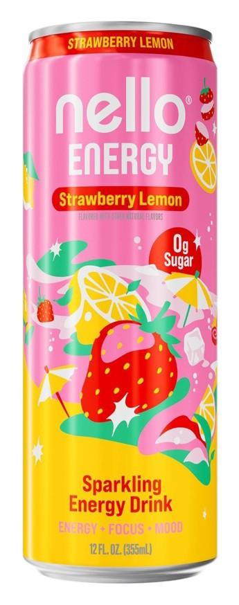 Nello Energy Strawberry Lemon can, front