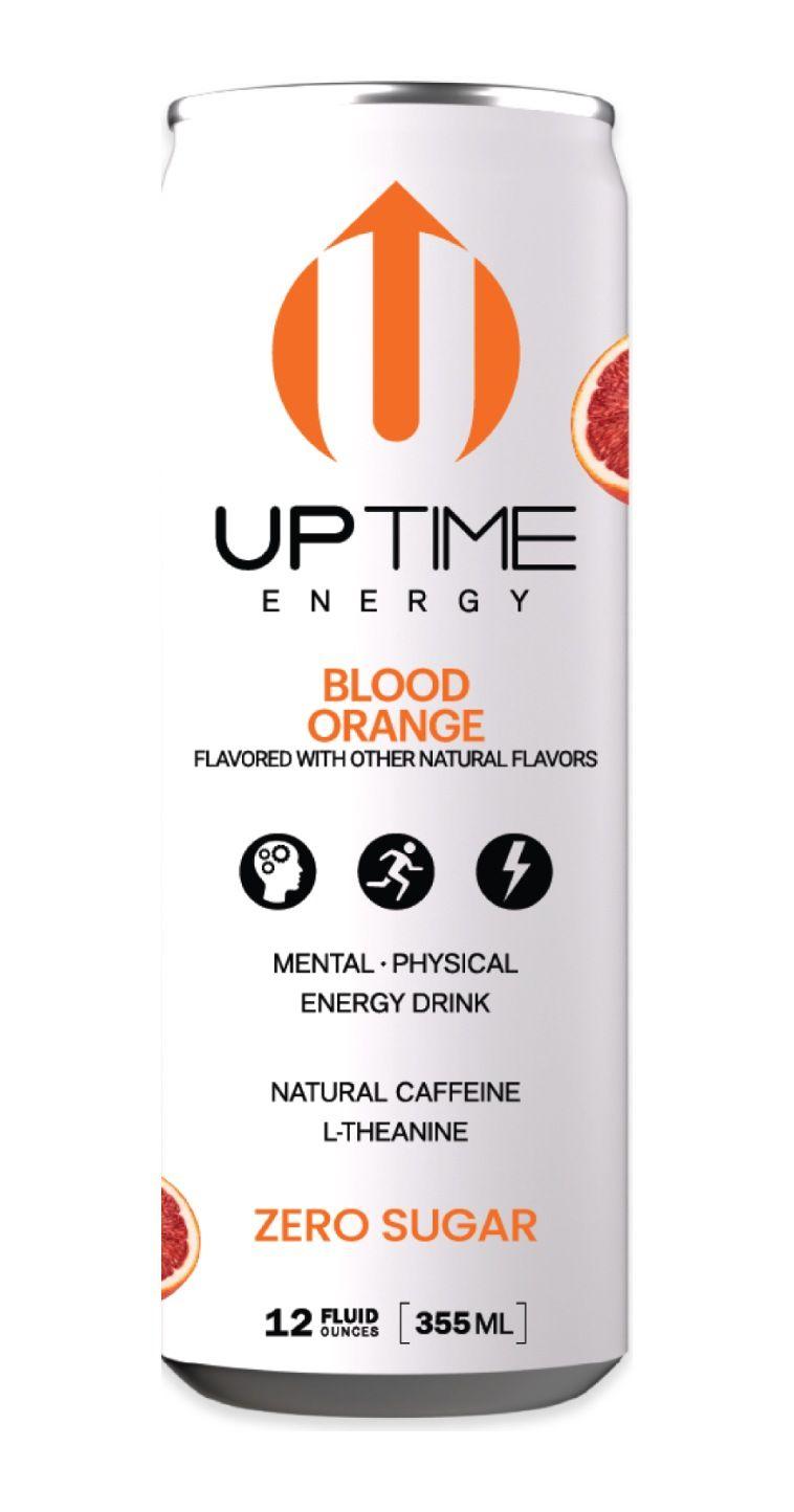 Uptime Energy Blood Orange Zero Sugar energy drink can, front